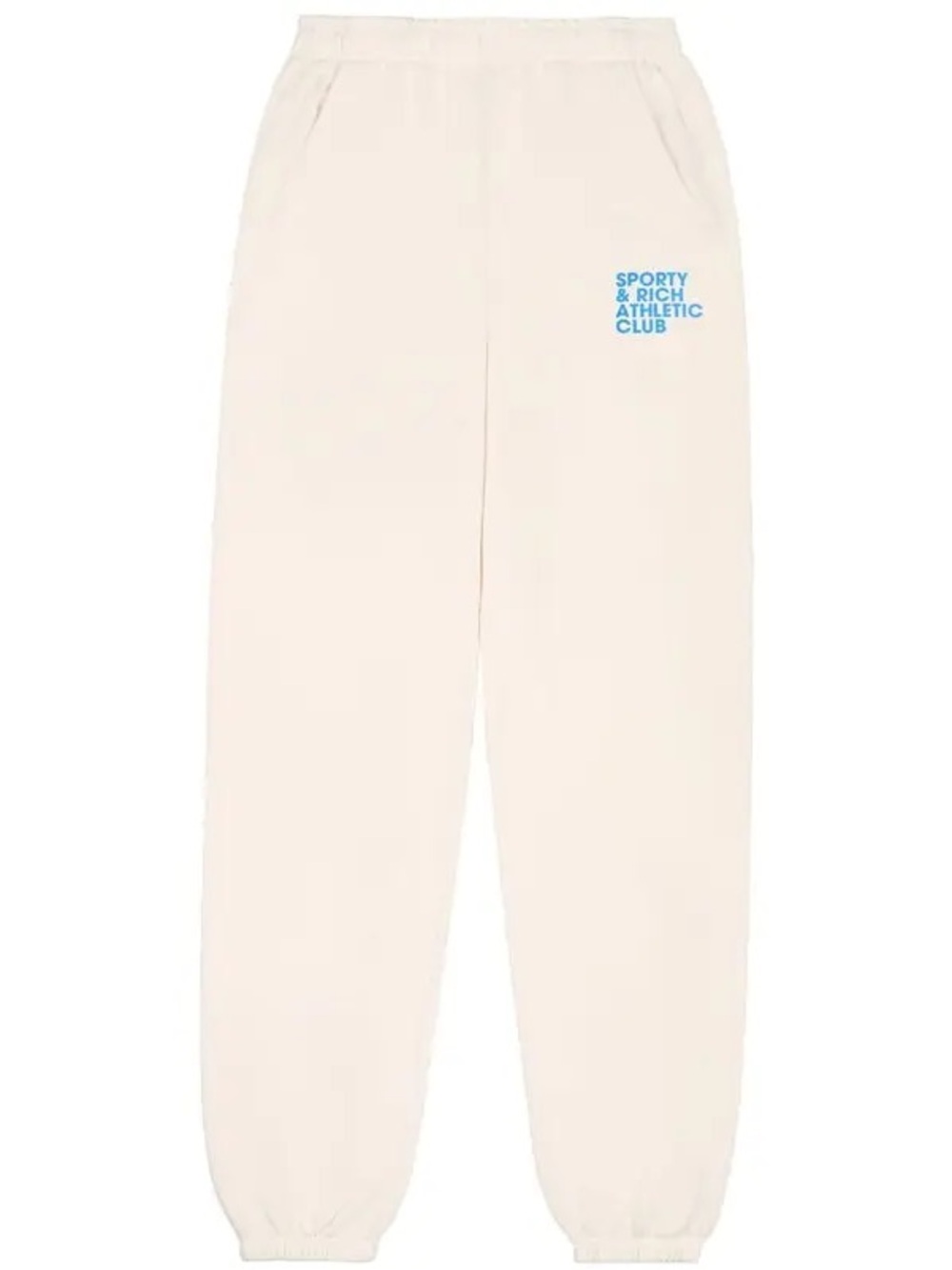 Sporty & Rich 💎 Cream Track Pants with Blue Logo Size XS